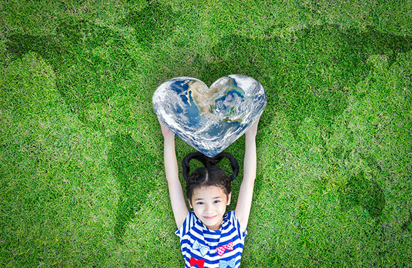Girl lying on the grass