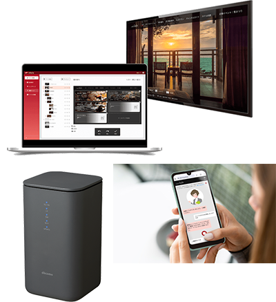 Top: Inforia for Hotel<br>Middle: eAssistant Concierge Bottom: home 5G